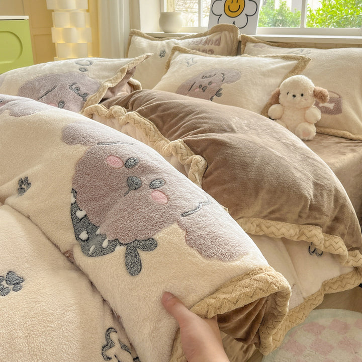Cartoon Tier Plüsch Comforter Set