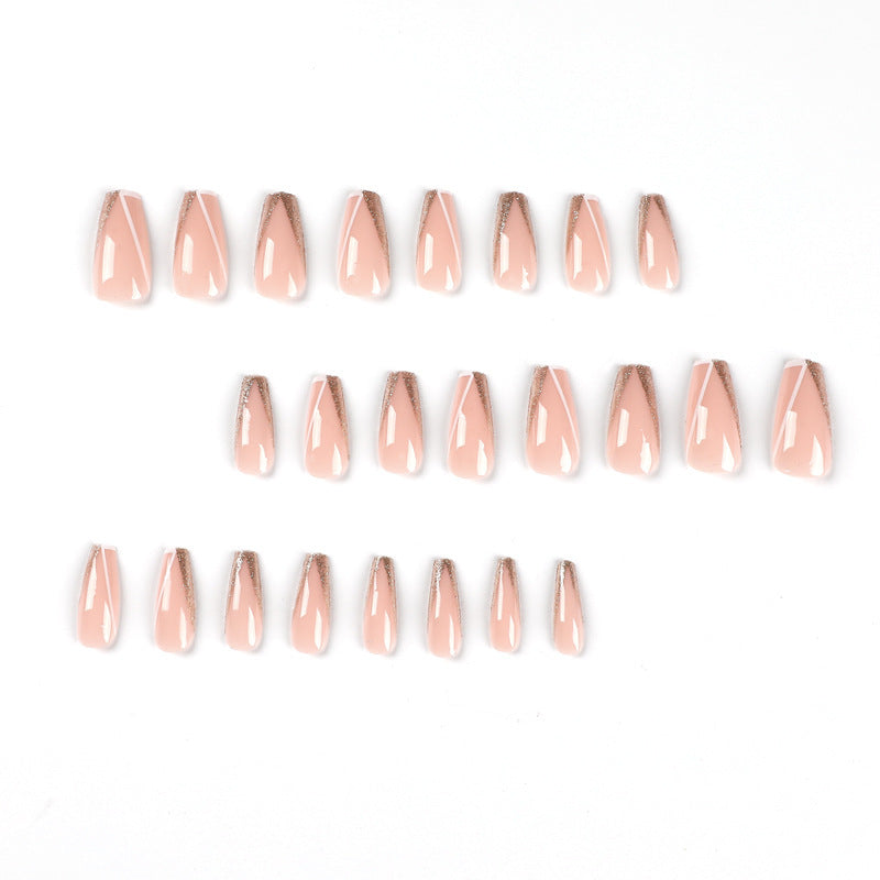 Elegante Glitzer Französisch Tip Acrylnägel Karnz
