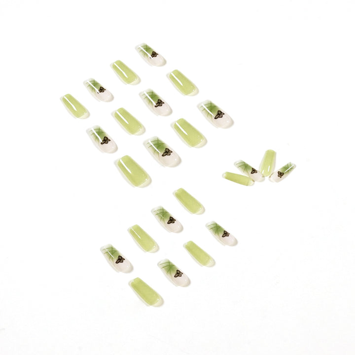 Künstliche Nagelverlängerungen mit elegantem Schmetterlingsdesign Karnz