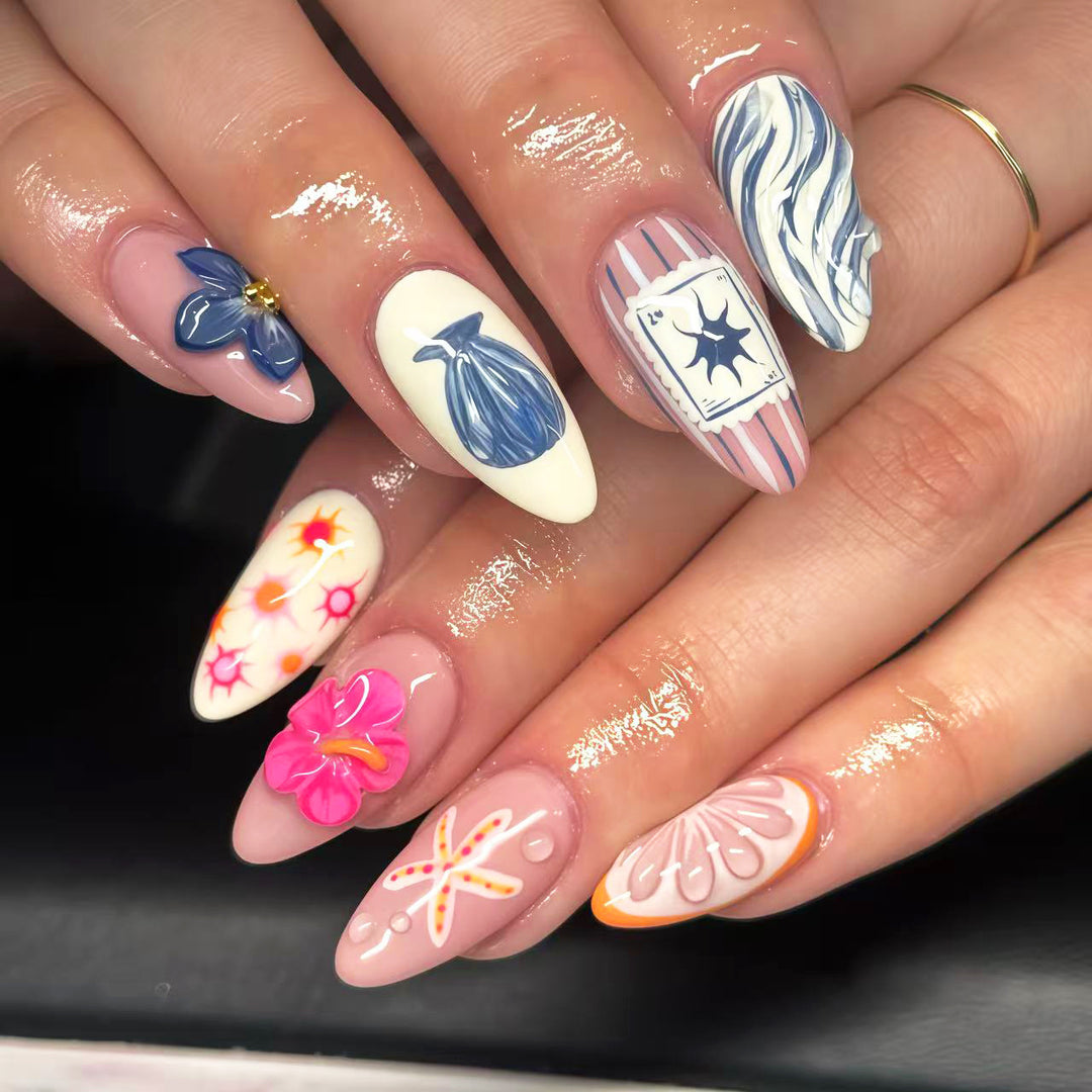 Ocean-Themed Dekorative Press-On Nagel Set