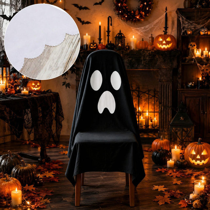 Halloween Stuhlhusse aus Baumwolle mit gespenstischem Gesicht und gezacktem Saum
