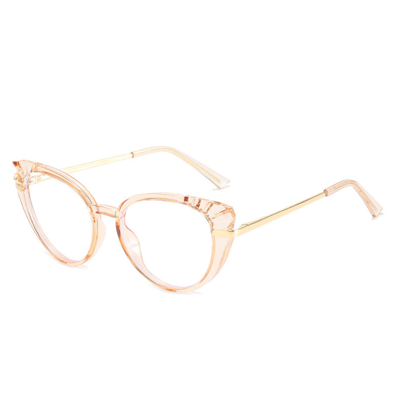 Damen Cat-Eye Korrektionsbrille mit glänzendem Kunststoffrahmen und goldenen Akzenten Karnz