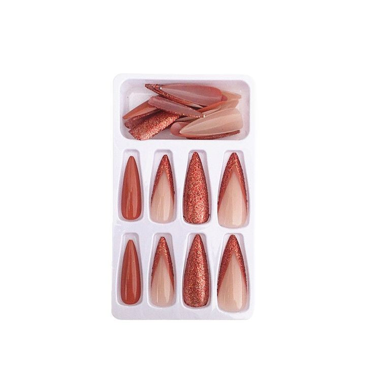 Stiletto-Stil Press-On Nagelspitzen mit Glitzerakzenten