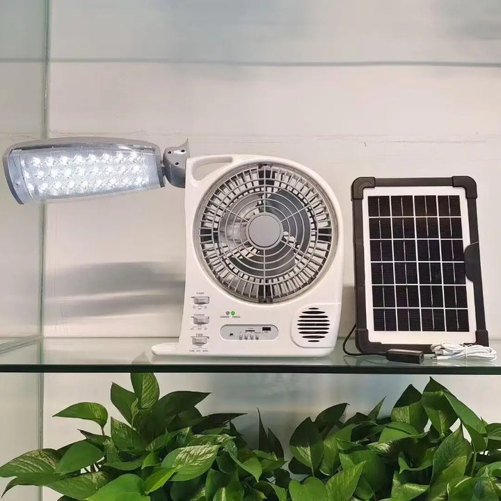 Damen tragbarer Solar-Ventilator mit integrierter LED-Beleuchtung Karnz