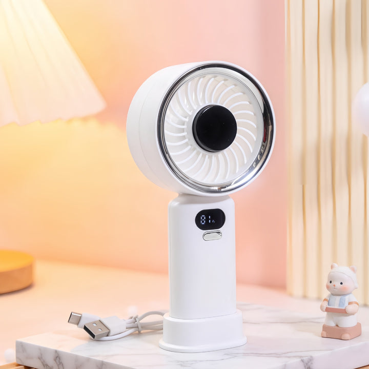 Damen Tragbarer USB Tischventilator mit digitaler Steuerung und flexiblem Neigungsmechanismus Karnz