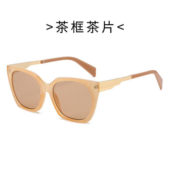 Damen Oversized-Sonnenbrille mit elegantem transparentem Rahmen und goldenen Akzenten Karnz