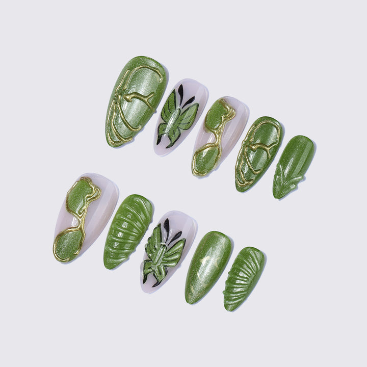 Natur-inspiriertes Press-On Nagel-Kunst Set Karnz