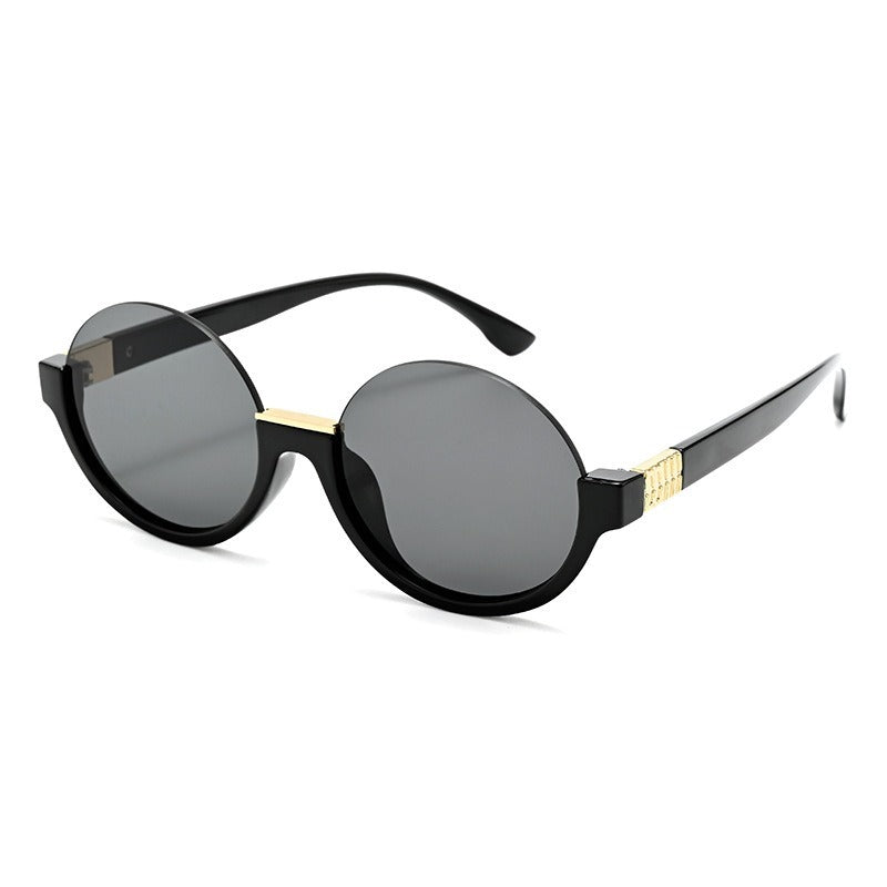 Damen moderne runde Sonnenbrille mit eleganten Akzenten und UV-Schutz Karnz
