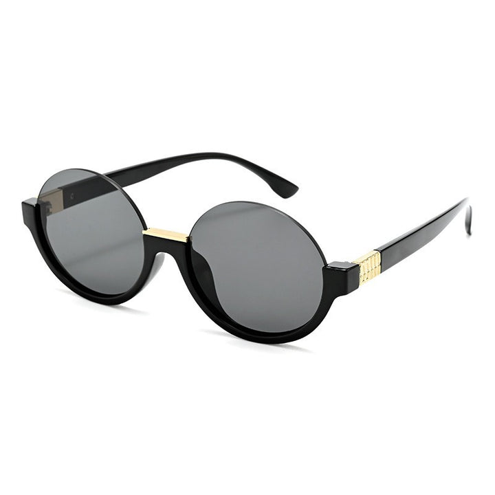 Damen moderne runde Sonnenbrille mit eleganten Akzenten und UV-Schutz Karnz