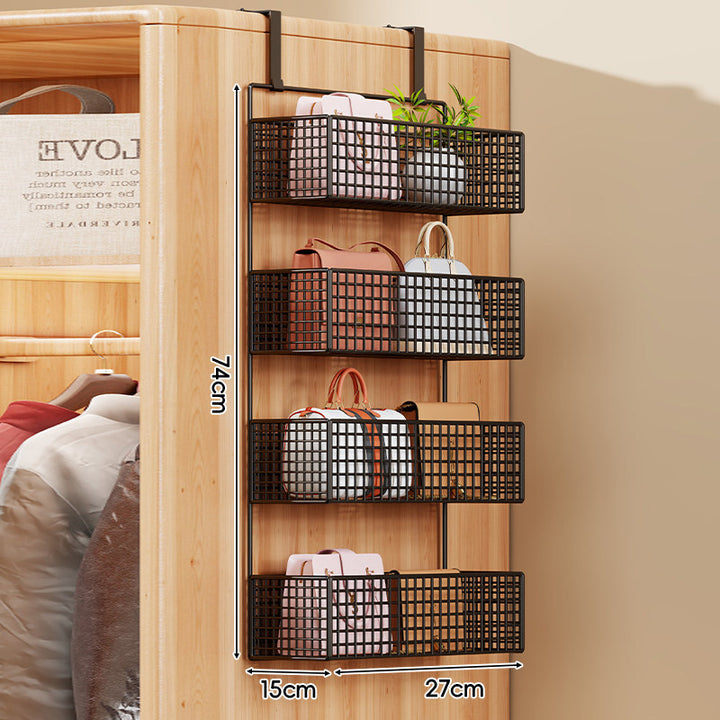 Über-Tür Vier-Ebenen Metallgitter Hängende Lagerungs-Organizer mit integrierten Haken