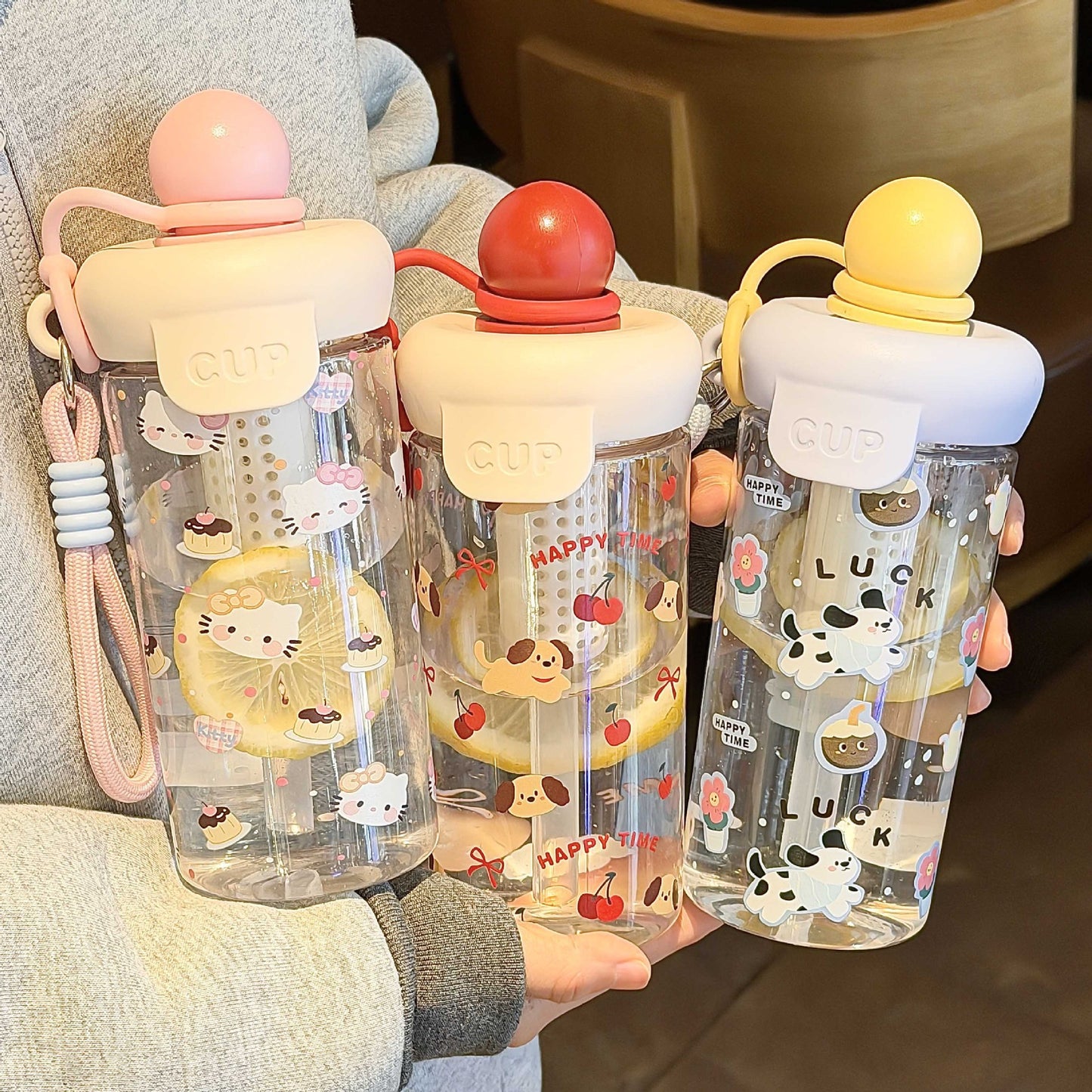 Damen Trinkflasche mit süßen Tiermotiven Karnz