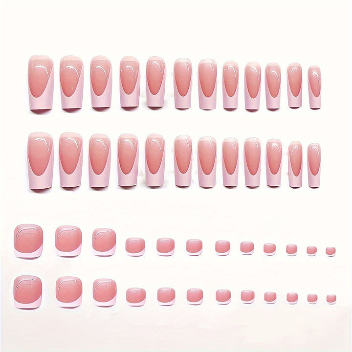Künstlerisches French Tip Press-On Nail Set mit transparentem Design Karnz