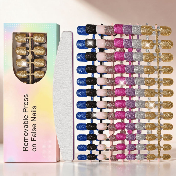 Funkelndes Press-On-Nagelset Karnz