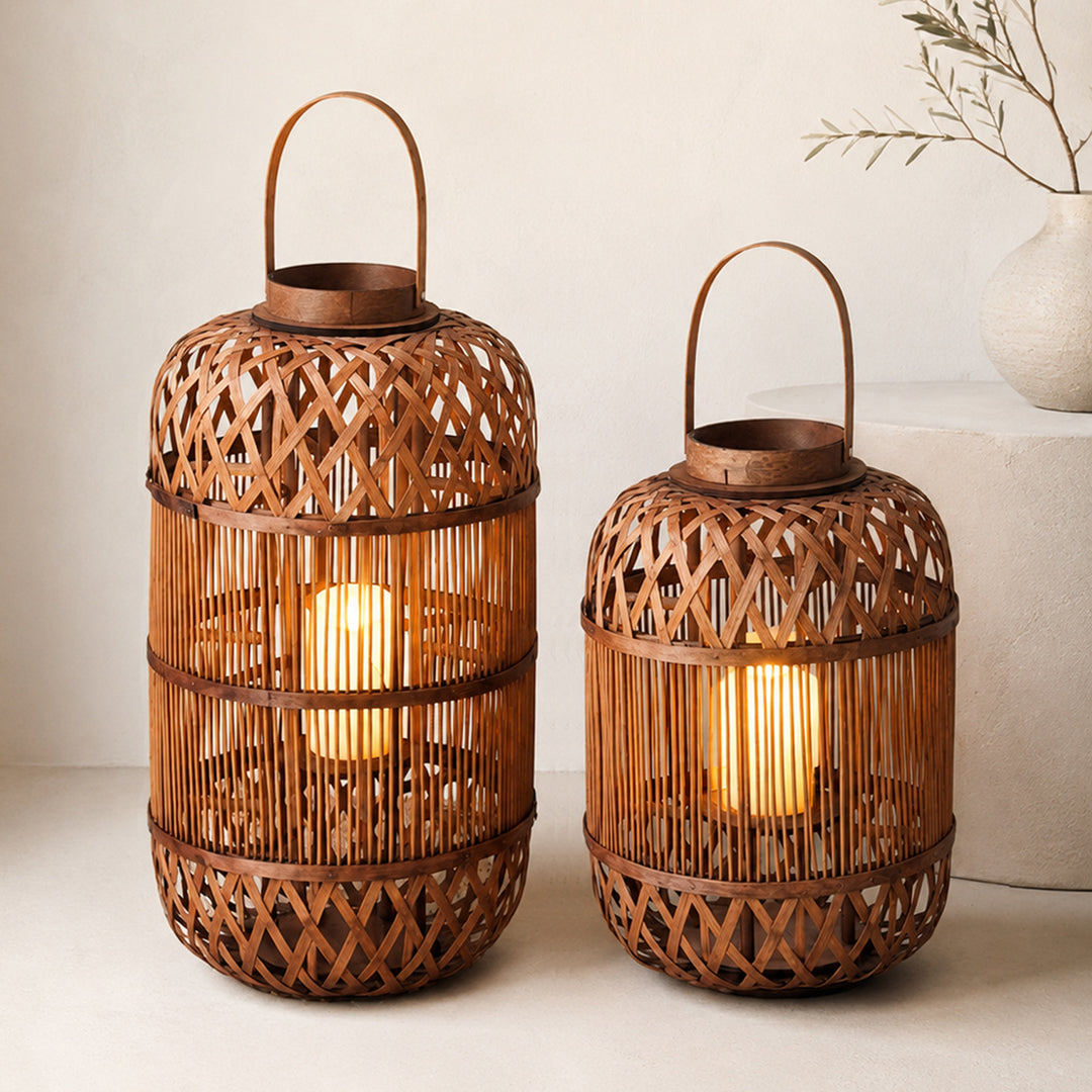 Stilvolle Handgefertigte Rattan-Laterne Karnz