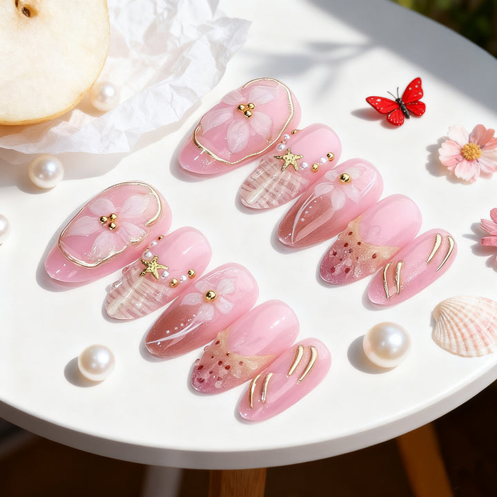 Verzierte Press-On-Nagelset