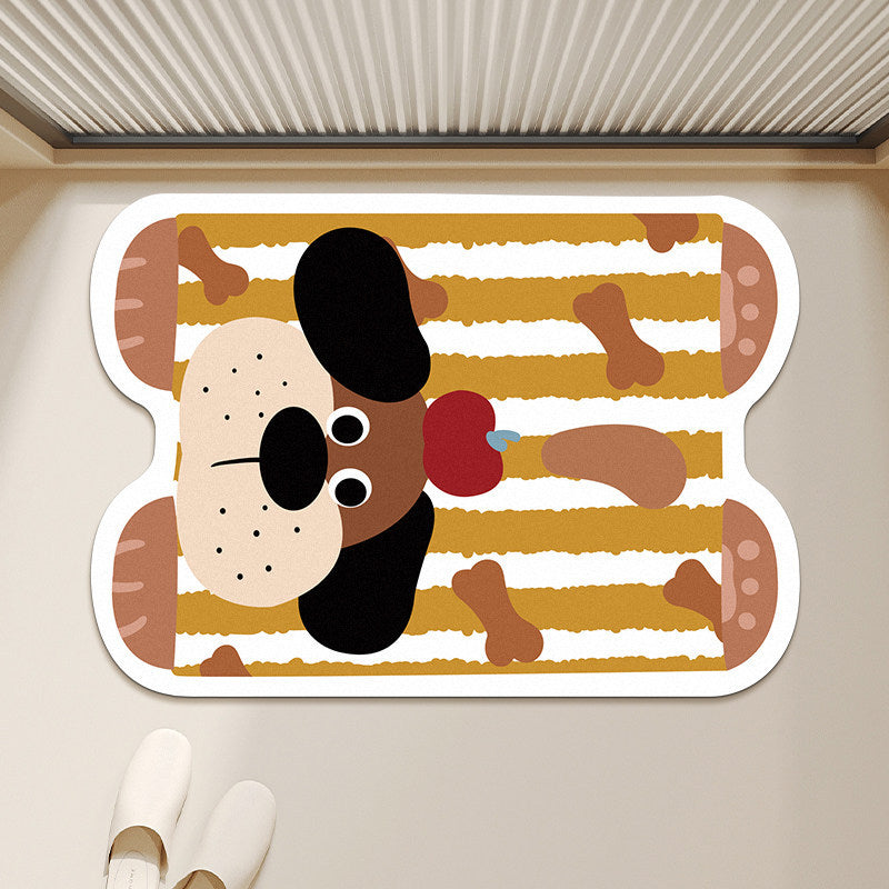Cute Panda-Shaped Anti-Slip Absorbent Microfiber Bath Mat with Polka Dot Print