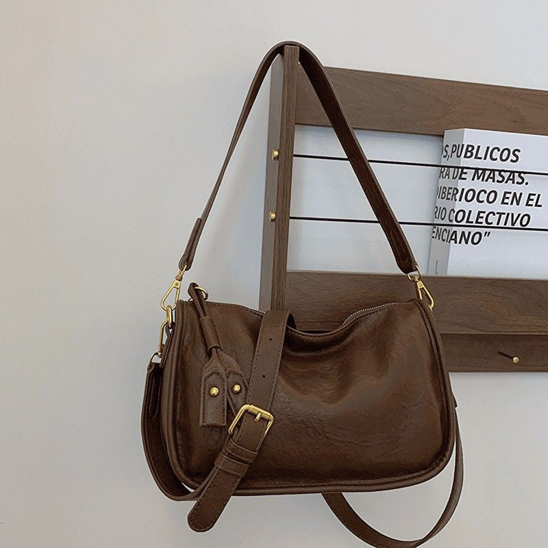 Premium strukturiertes Leder Schultertasche Karnz