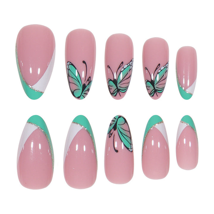 Künstlerisches Press-On Nagelset mit Schmetterlingsdesign Karnz