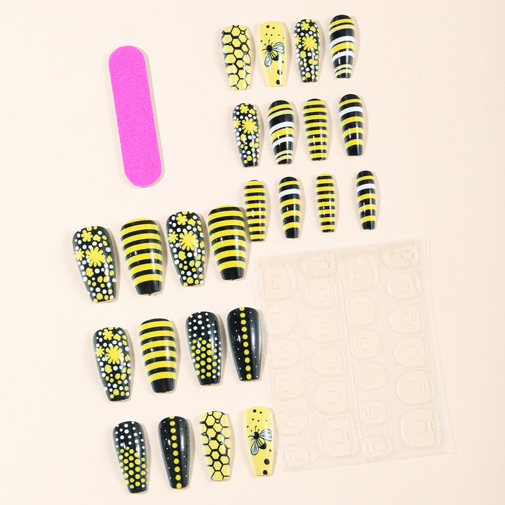 Bee-Inspired Acryl Nagelkunst Karnz