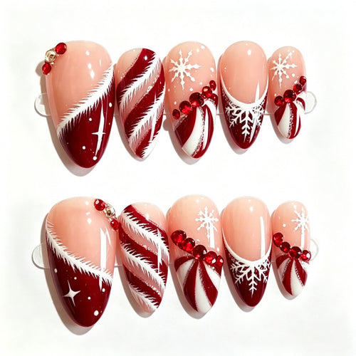 Festliches Feiertags-Themen Press-On Nagelkunst-Set