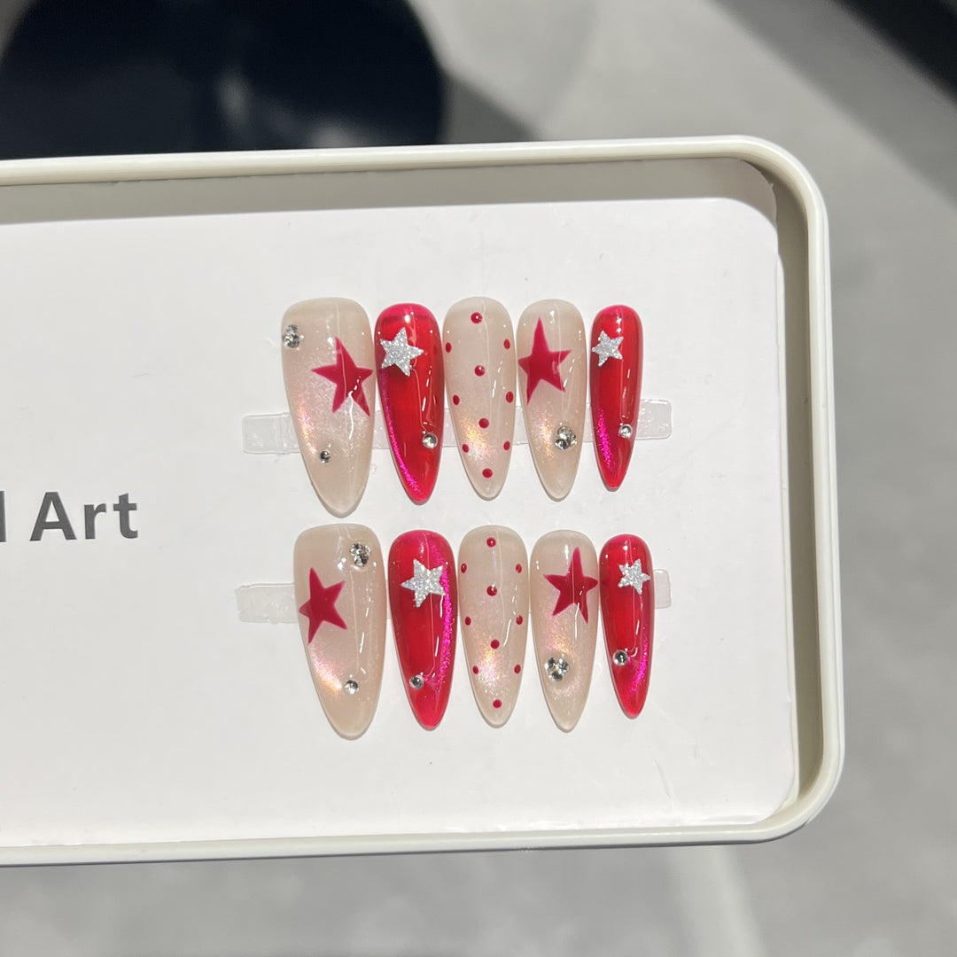 Star-Accent Druck-auf-Nagelset Karnz