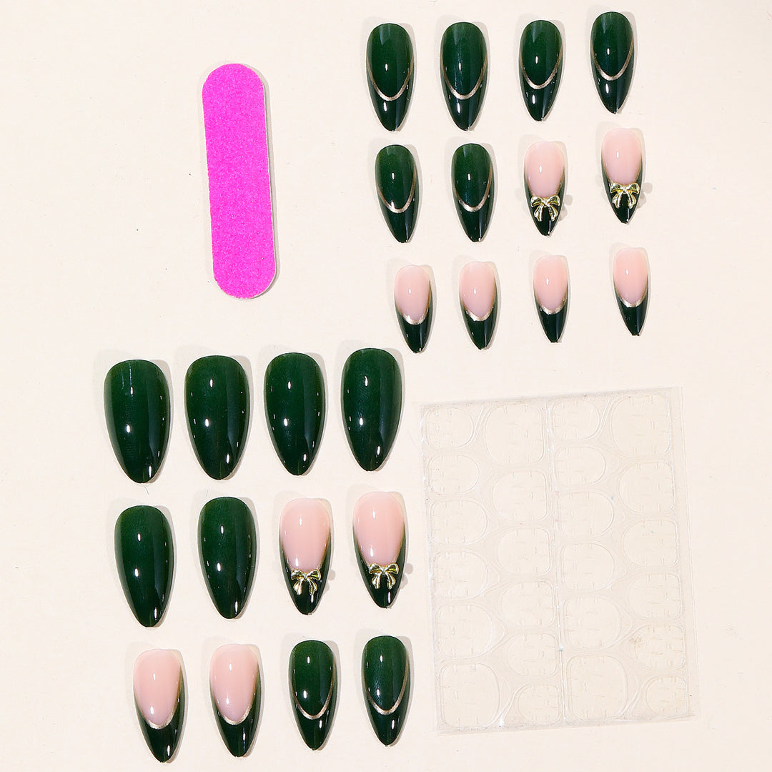 Elegante Stiletto-Gel-Nagelkunstverlängerungen mit dekorativen Schleifen Karnz