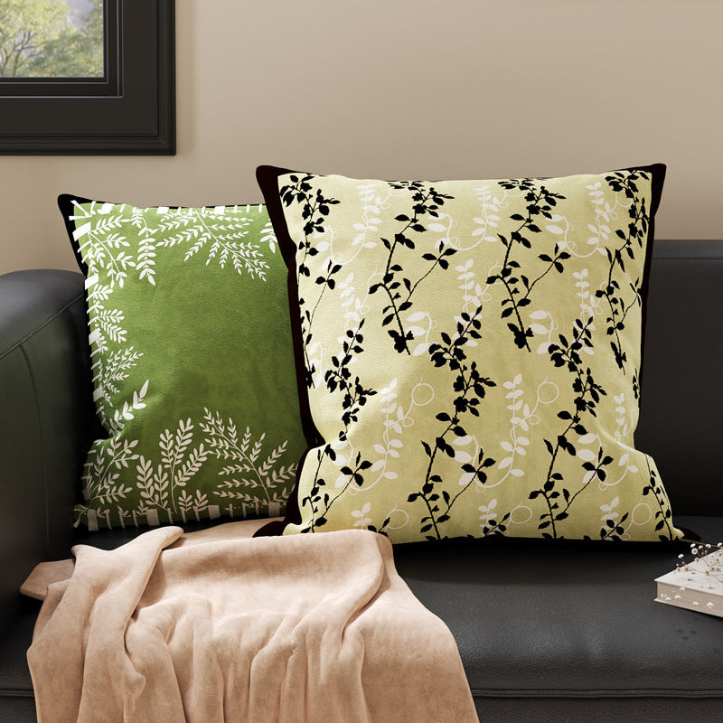 Botanical Microfiber Suede Throw Pillow Cover with Hidden Zipper