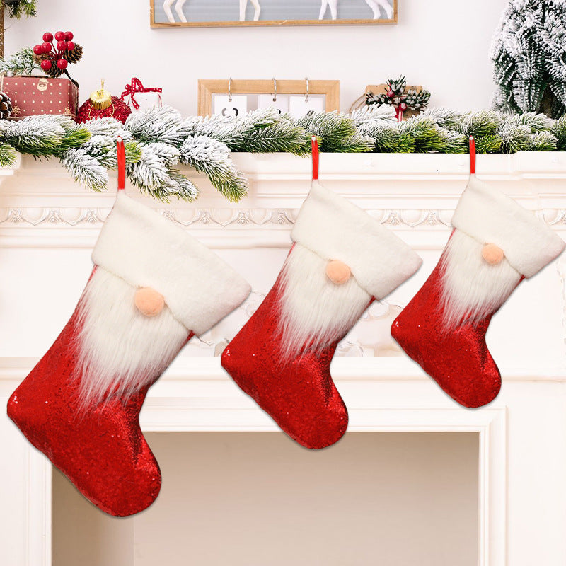 Festliches Plüsch-Weihnachtsstrumpf-Set