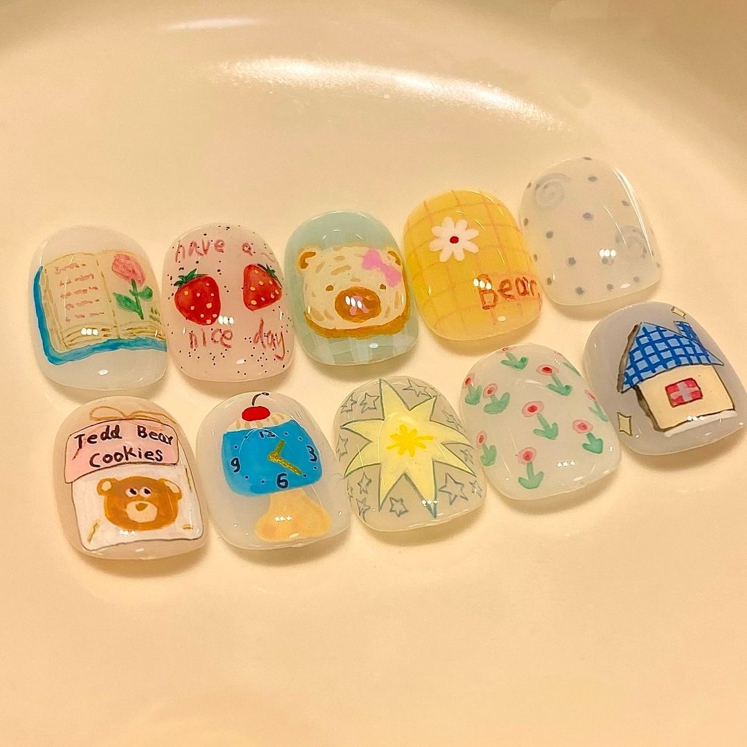 Künstlerisches Kaffee-inspiriertes Press-On Nagelkunst Set Karnz