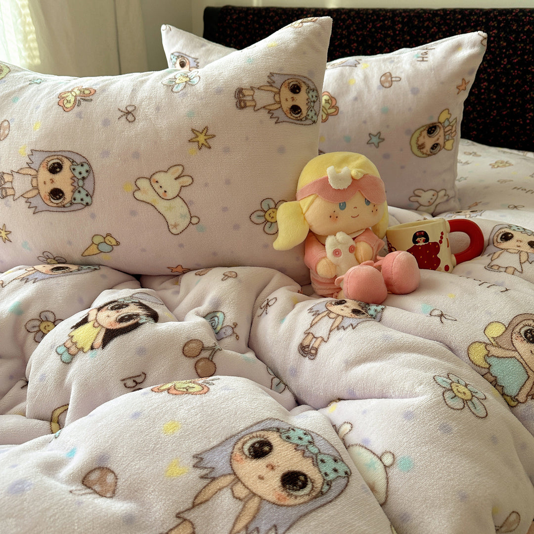 Kinderplüsch Wendebettwäsche Teddy Patchwork Komforter Bettset