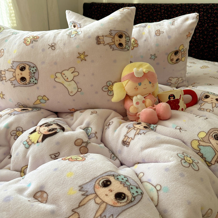Kinderplüsch Wendebettwäsche Teddy Patchwork Komforter Bettset