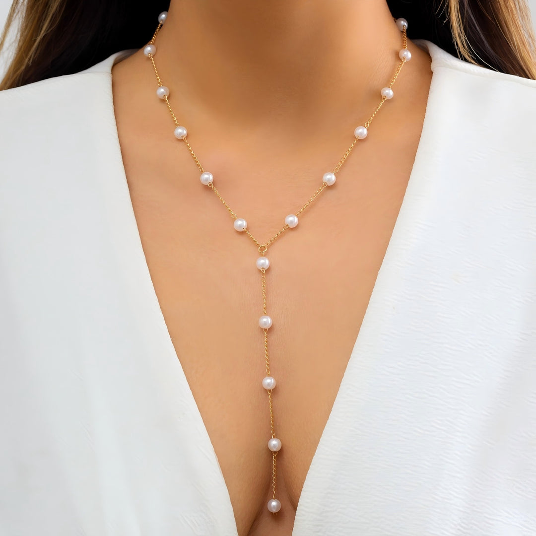 Elegante Perlen-Lariat-Halskette Karnz