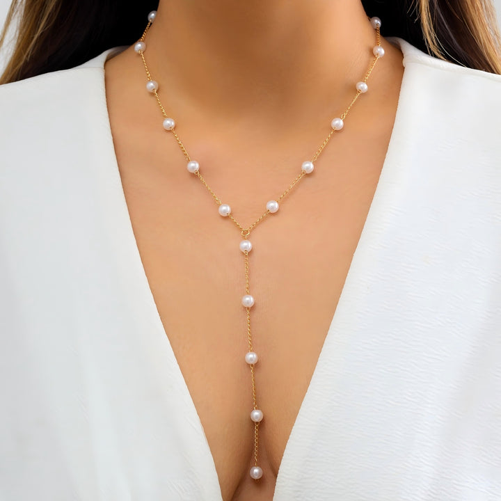 Elegante Perlen-Lariat-Halskette Karnz