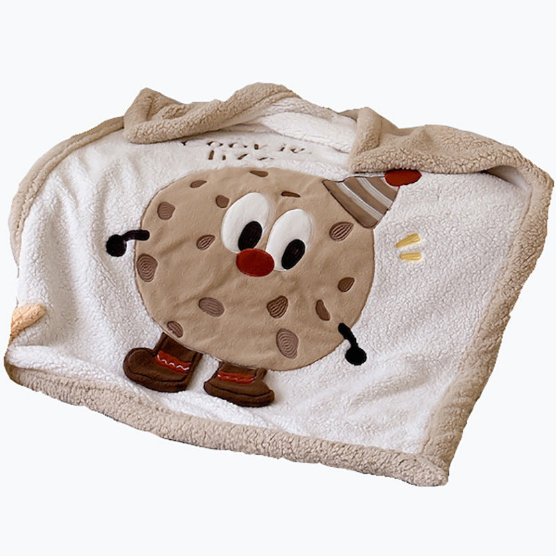 Kuschelige Weihnachts-Wohndecke mit appliziertem Tannenbaummotiv und Sherpa-Futter