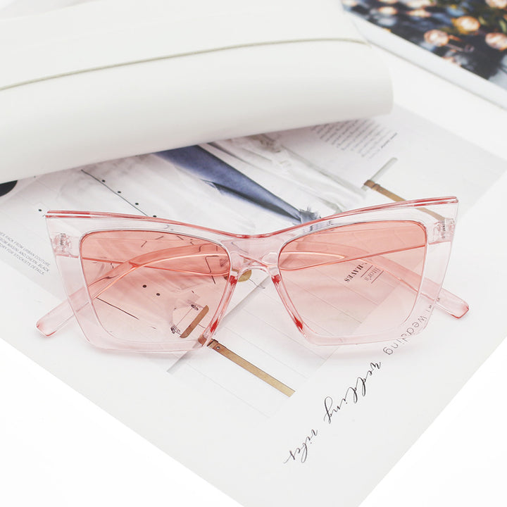Damen Katzenaugen-Sonnenbrille mit transparentem Rahmen und UV-Schutz Karnz