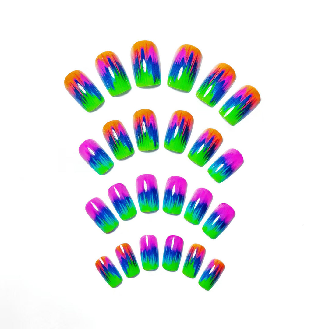 Kreative Kunstnägel Im Modernen Neon-Gradient-Design Karnz