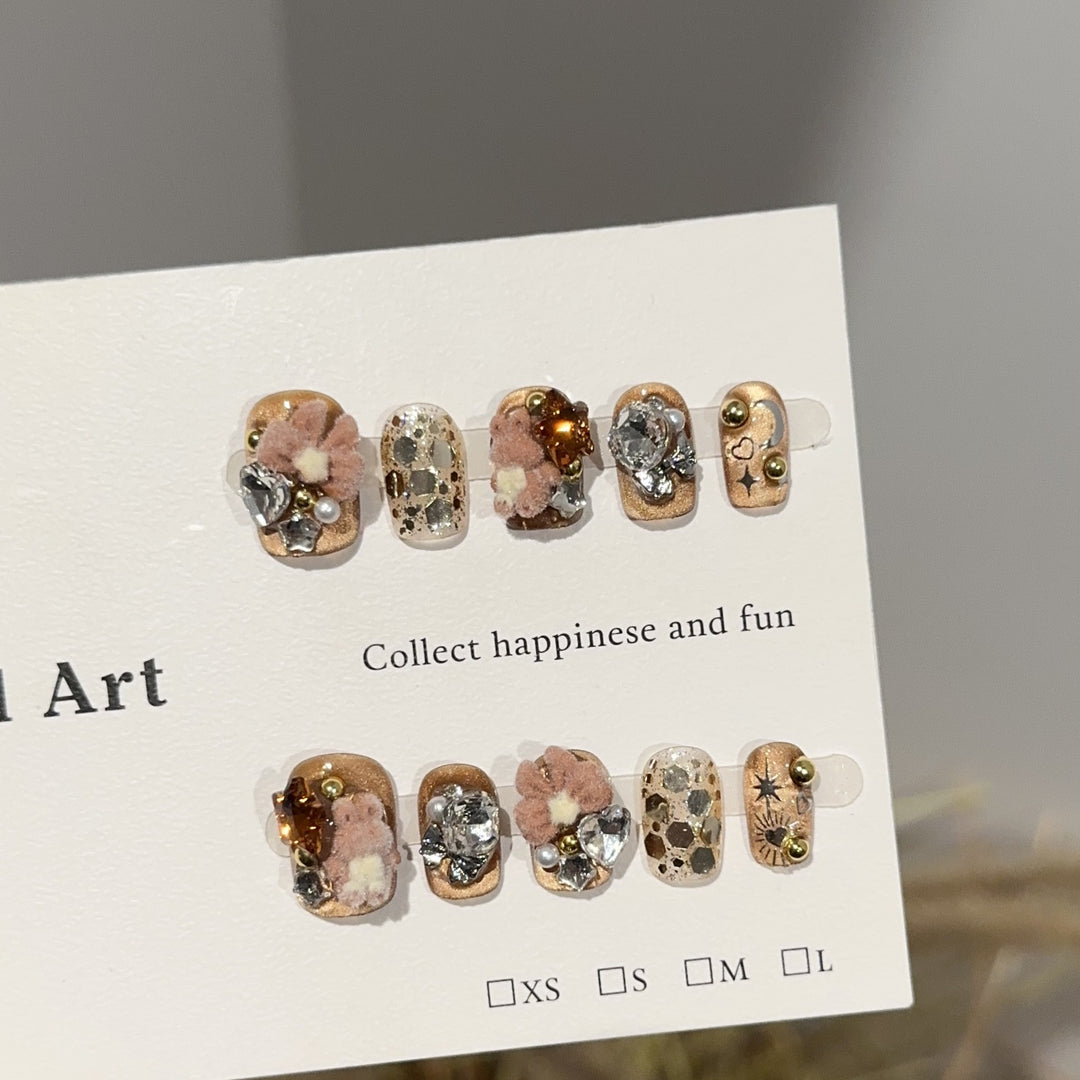 Künstlerisches floral verziertes Press-On-Nagelset