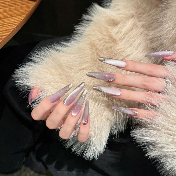 Premium Stiletto Press-On Nail Set mit glitzernden Akzenten