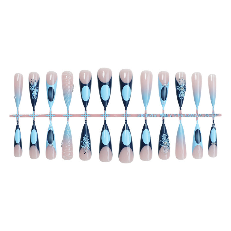 Dekoratives Press-On Nagelkunst-Set mit elegantem Ombre- und Blumenmuster Karnz