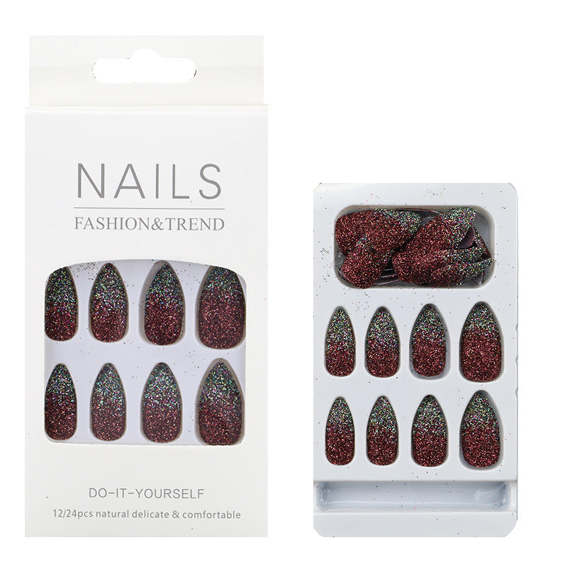 Glitzernde mandelförmige Press-On Nagelspitzen Karnz