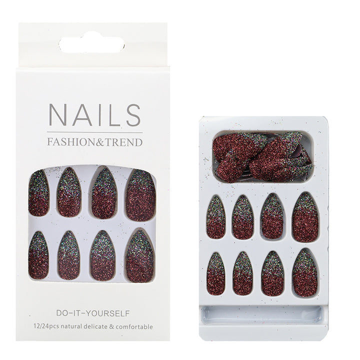 Glitzernde mandelförmige Press-On Nagelspitzen Karnz