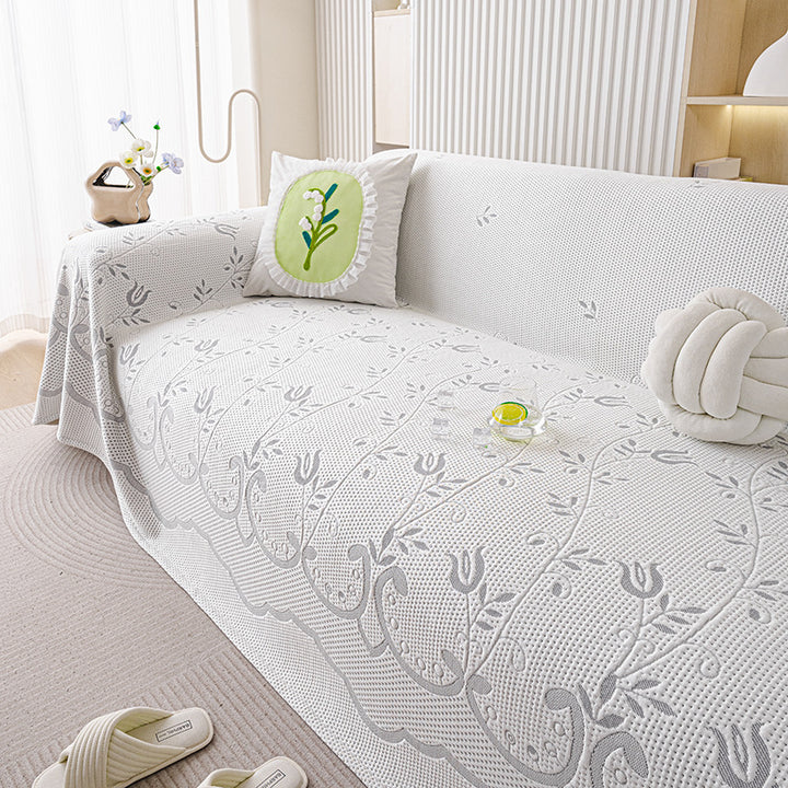 Elegante floral gestickte Sofa-Decke