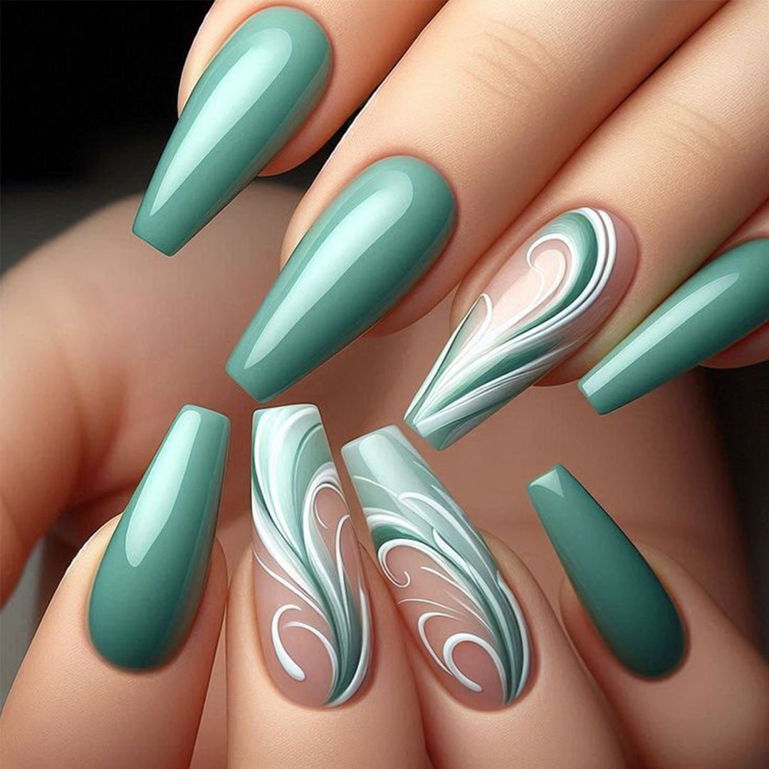 Künstlerisches Stiletto Presse-Nagel-Set mit abstraktem Design Karnz