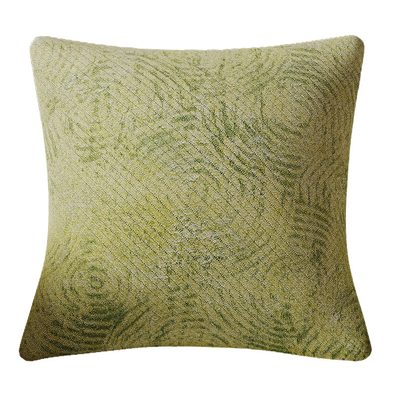 Decorative Rectangular Jacquard Lumbar Pillow Cover with Mountain Landscape Motif