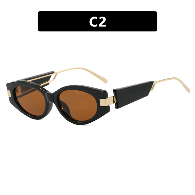 Damen elegante Cat-Eye Sonnenbrille mit goldenen Akzenten Karnz