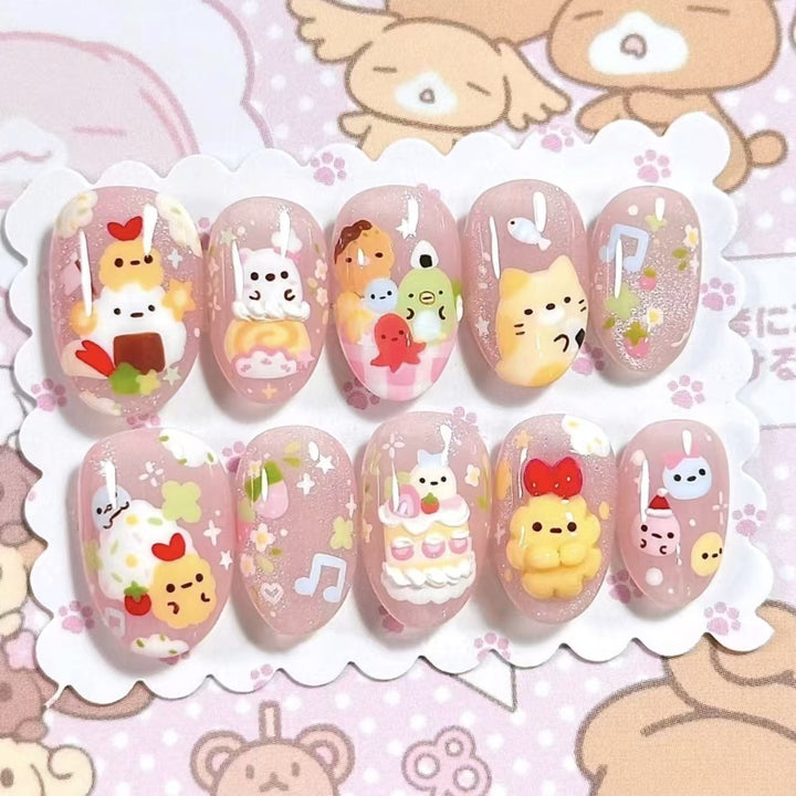 Kreative Cartoon Press-On Nagelkunst Karnz