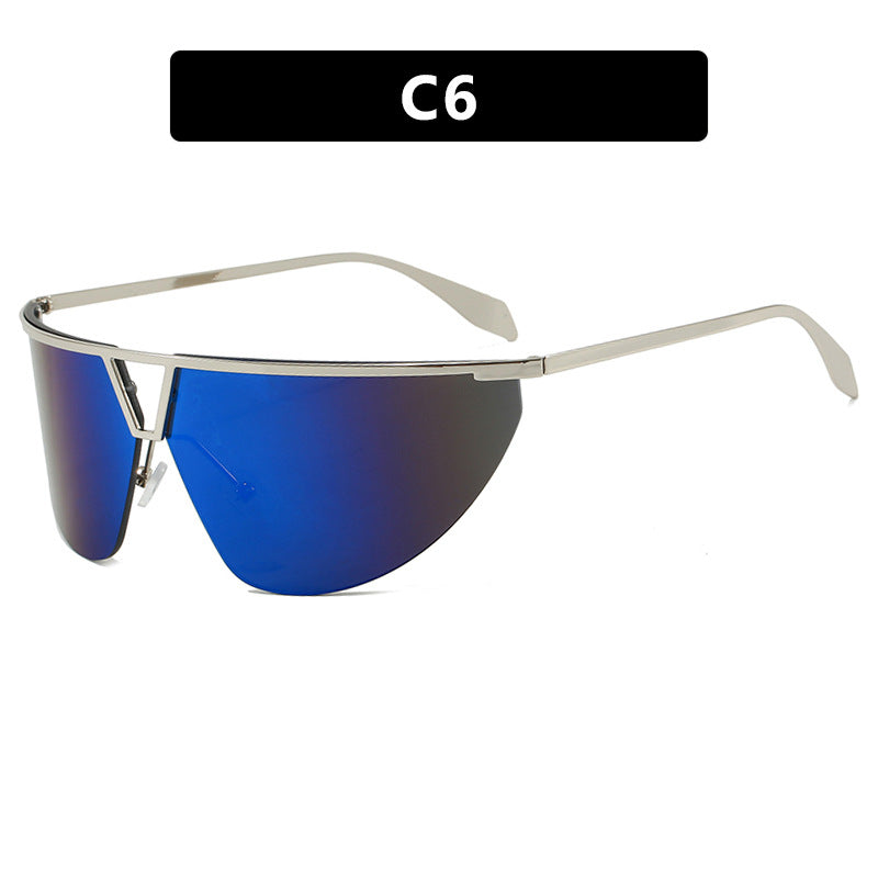 Damen futuristische Sonnenbrille mit schützendem Metallrahmen Karnz