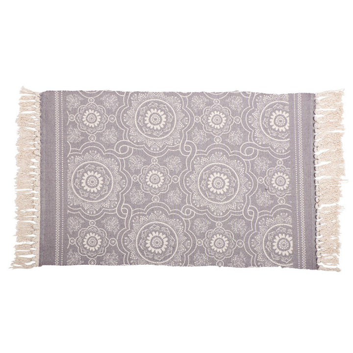 Dekorativer Läufer für Esstisch und Konsole im Boho‑Mandala‑Design mit Fransen Karnz