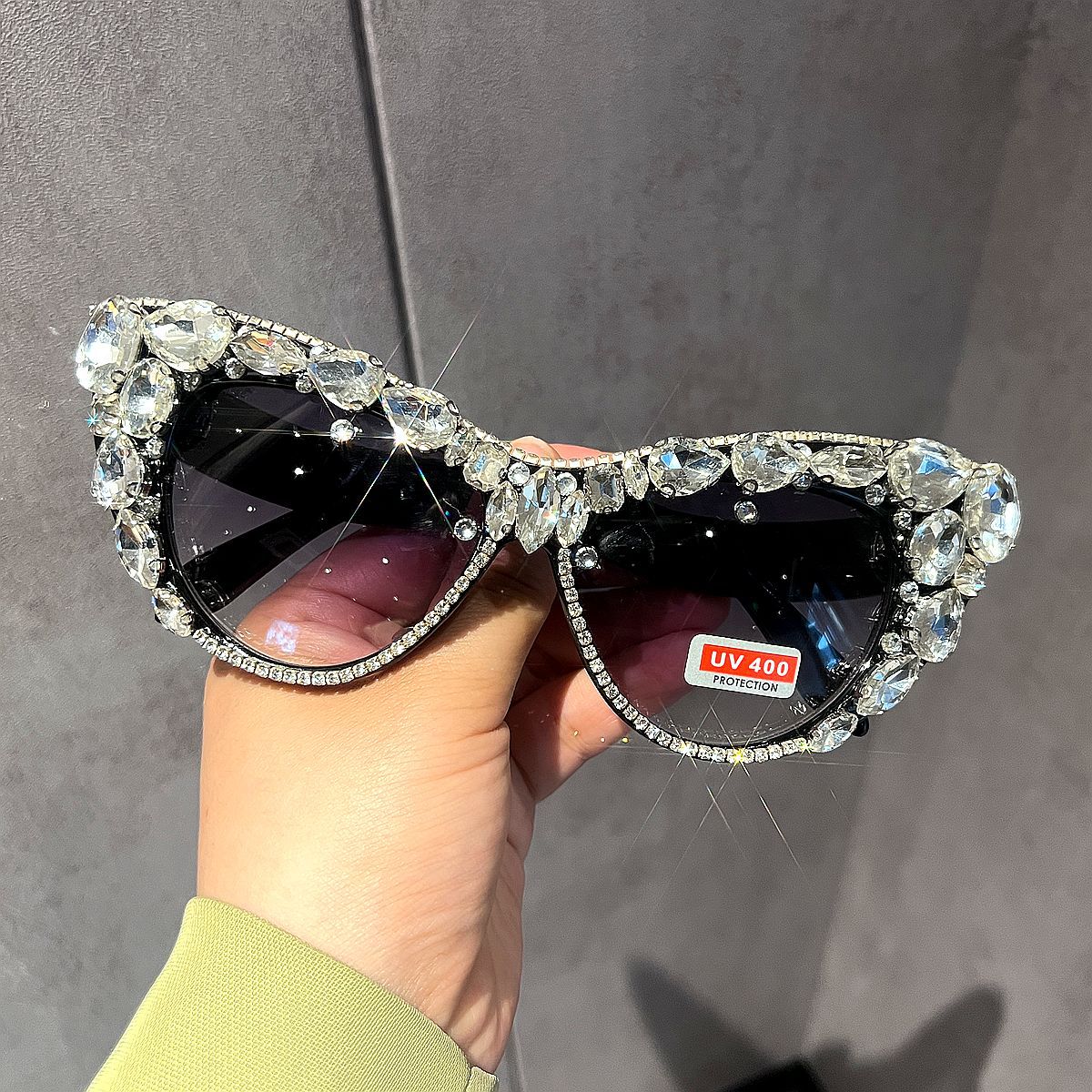 Damen Glamouröse Kristall-Sonnenbrille Karnz