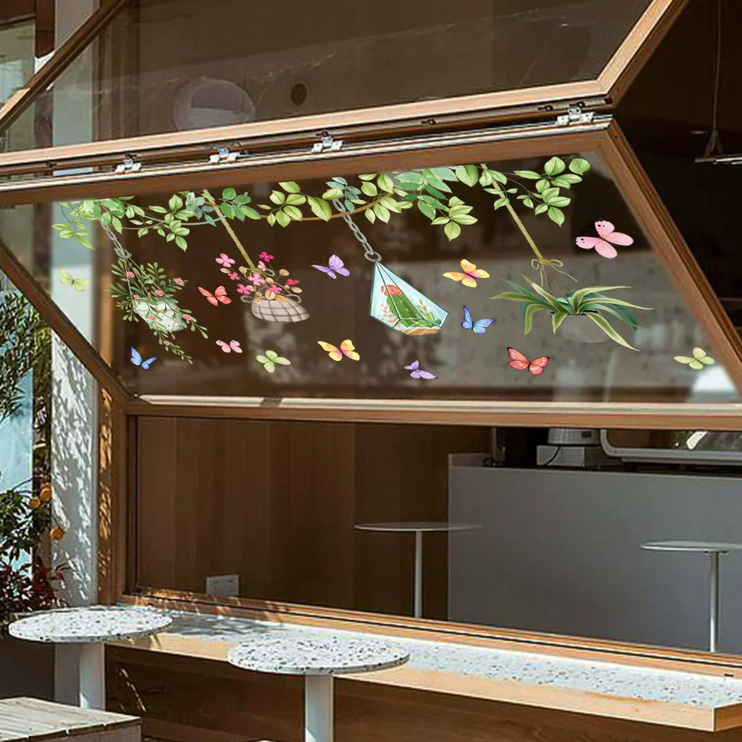 Karnz | 💐 Buntes Blumengeschenk Fensteraufkleber 🖼️ (Entfernbare ohne Rückstände)